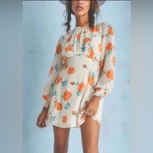 Free People Floral Dress - Orange and Teal